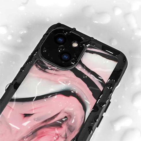 Pink Marble Ink iPhone 15 Waterproof Case